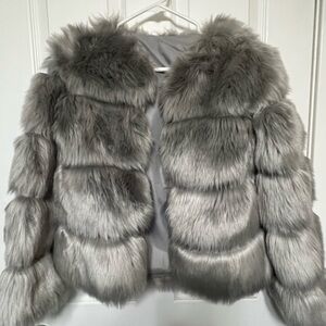 Gray Faux Fur Women's Jacket